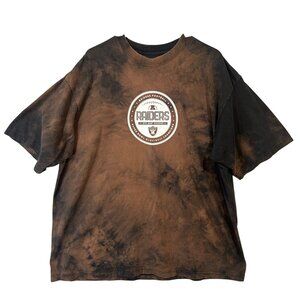 Raiders Tie-Dye T-Shirt AFC West Division Logo Brown/Black Men's 2XL Short Sleev